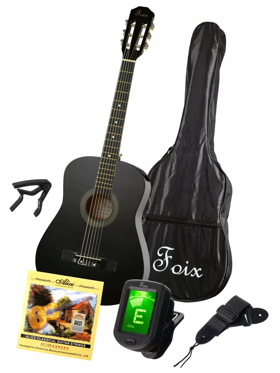 FCG-2038CAP-BK Классическая гитара+Аксессуары, цвет чёрный, Foix
